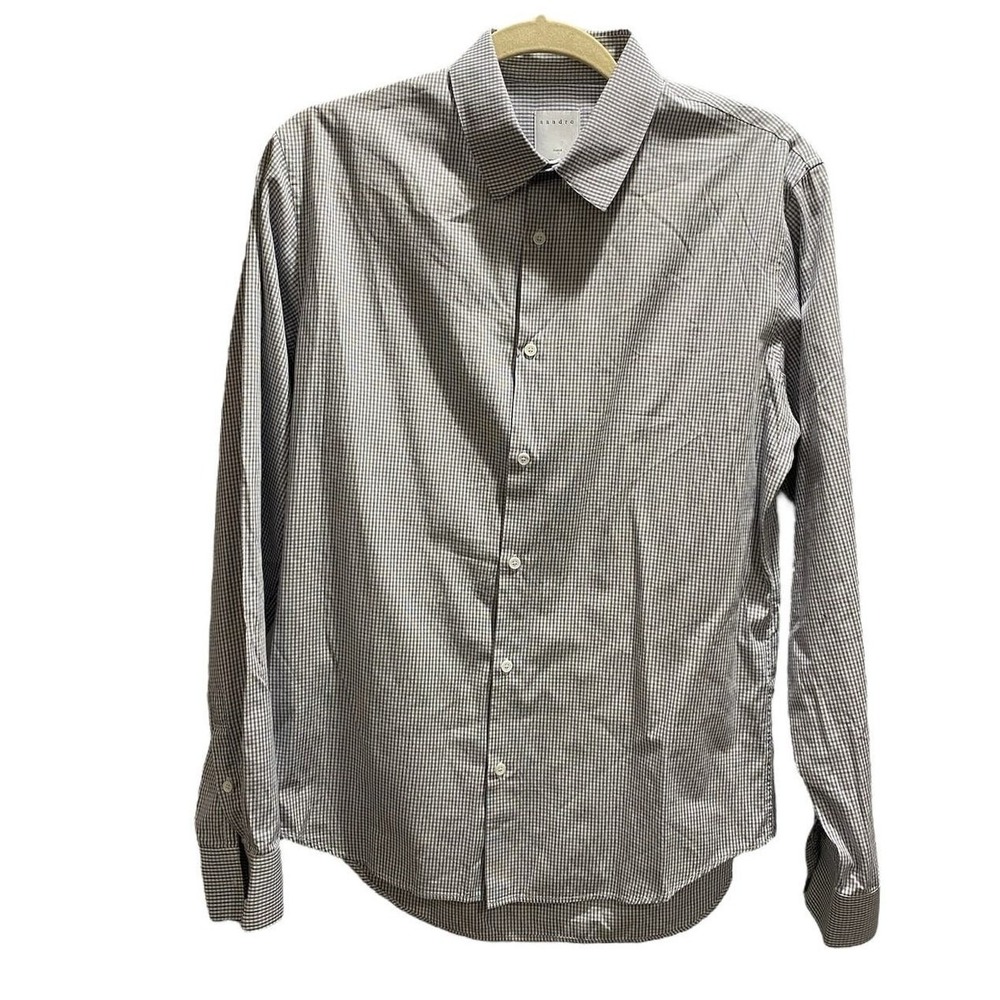 Sandro Paris Unisex Long Sleeve Button Up Collared Check Shirt Sz 39/Sm-med